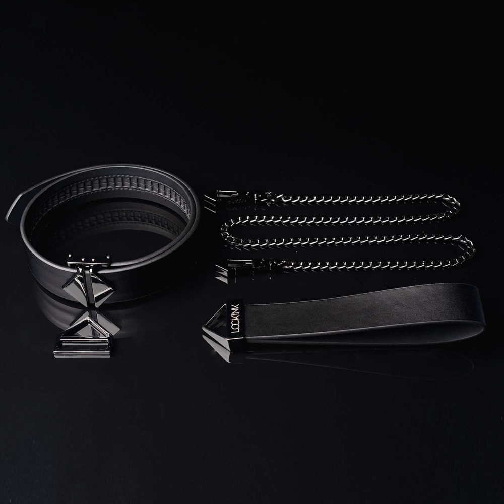 Ошейники, поводки - Поводок LOCKINK Tied Collar with Leash Set - Black 3