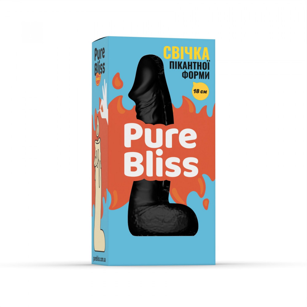 Секс приколы, Секс-игры, Подарки, Интимные украшения - Свеча в виде члена Pure Bliss BIG Black 18 см 5