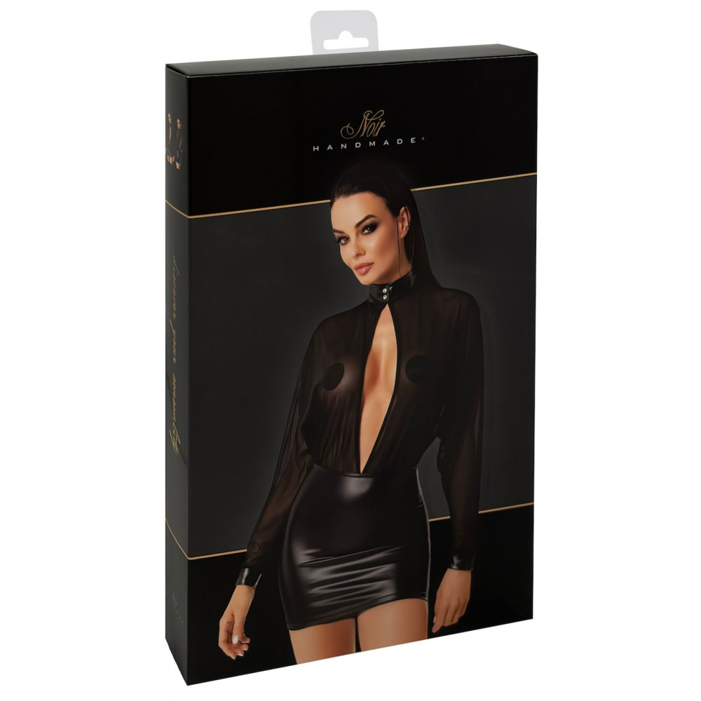 Сексуальные платья - Платье Noir Handmade F348 Powerwetlook and tulle dress - M 6