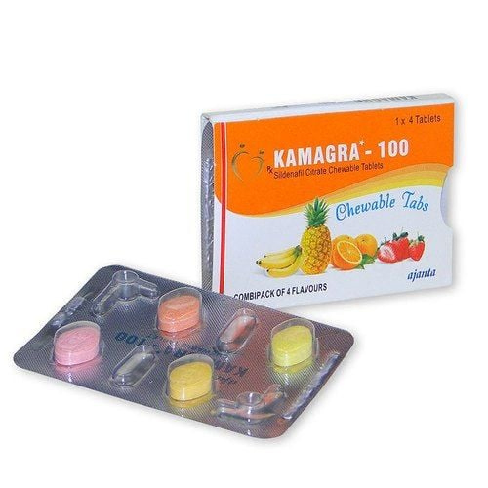 Мужские возбудители - Таблетки для потенции Kamagra 100 Chewable Tabs за 1 упаковку (4 табл) 1