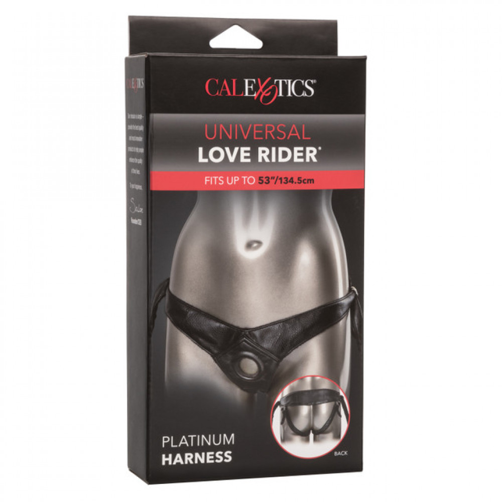 Секс игрушки - Трусики для страпона Universal Love Rider Platinum Harness, кожзам, черные 4