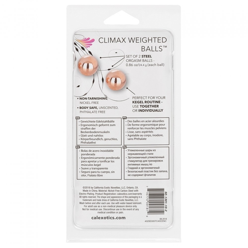 Вагинальные шарики - Вагинальные шарики CalExotics Climax Weighted Kegel Balls Nickel-Free - Rose Gold 2