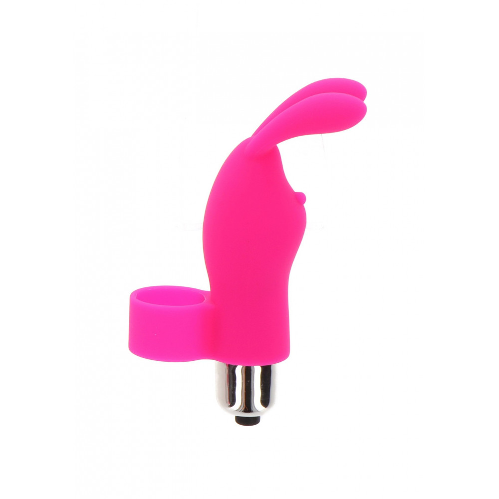 Секс игрушки - Вибратор на палец с кроликом TOY JOY розовый, 10 х 2.6 см