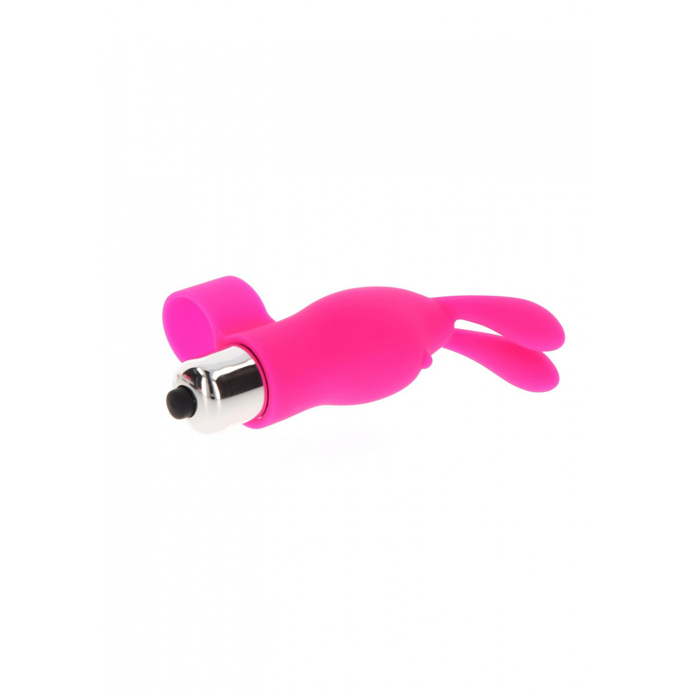 Секс игрушки - Вибратор на палец с кроликом TOY JOY розовый, 10 х 2.6 см 3