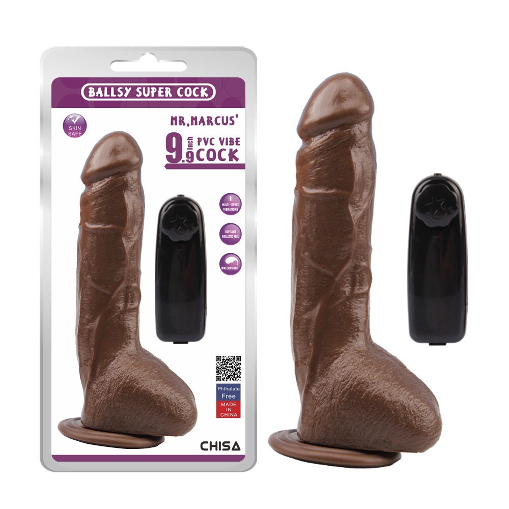 Секс игрушки - Вибратор реалистичный Chisa Ballsy Super Cock Mr. Marcus с пультом управления, коричневый