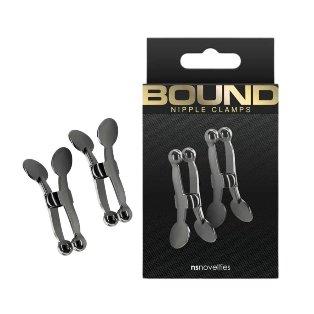 БДСМ игрушки - Зажимы для сосков NS Novelties Bound Heavy-Duty регулируемые, черный металлик
