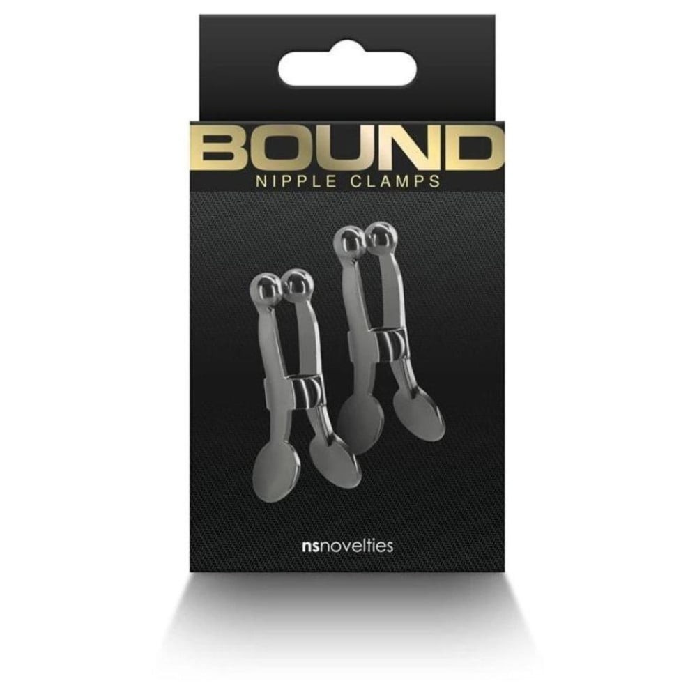 БДСМ игрушки - Зажимы для сосков NS Novelties Bound Heavy-Duty регулируемые, черный металлик 3