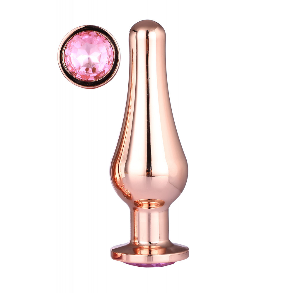 Анальная пробка со стразом - DT21828 Анальная пробка конической формы Dream Toys GLEAMING LOVE ROSE GOLD PLEASURE PLUG L