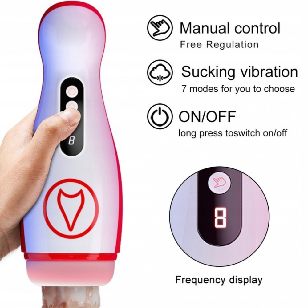 Мастурбаторы вагины - Автоматический интерактивный мастурбатор FOX - Vibrating Masturbation Cup , 7 Suction Power, 7 Vibration Setting, BS6300069 8
