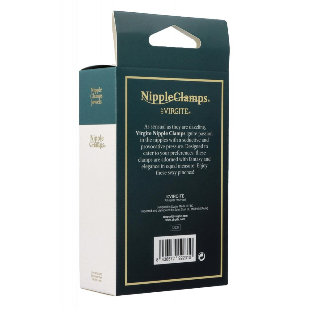 БДСМ игрушки - Декоративные золотые зажимы для сосков Virgite Nipple Clamps с черными кисточками 5