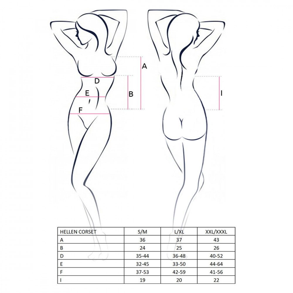 Эротические корсеты - Корсет с пажами HELLEN CORSET black S/M - Passion, трусики, полупрозрачный 1