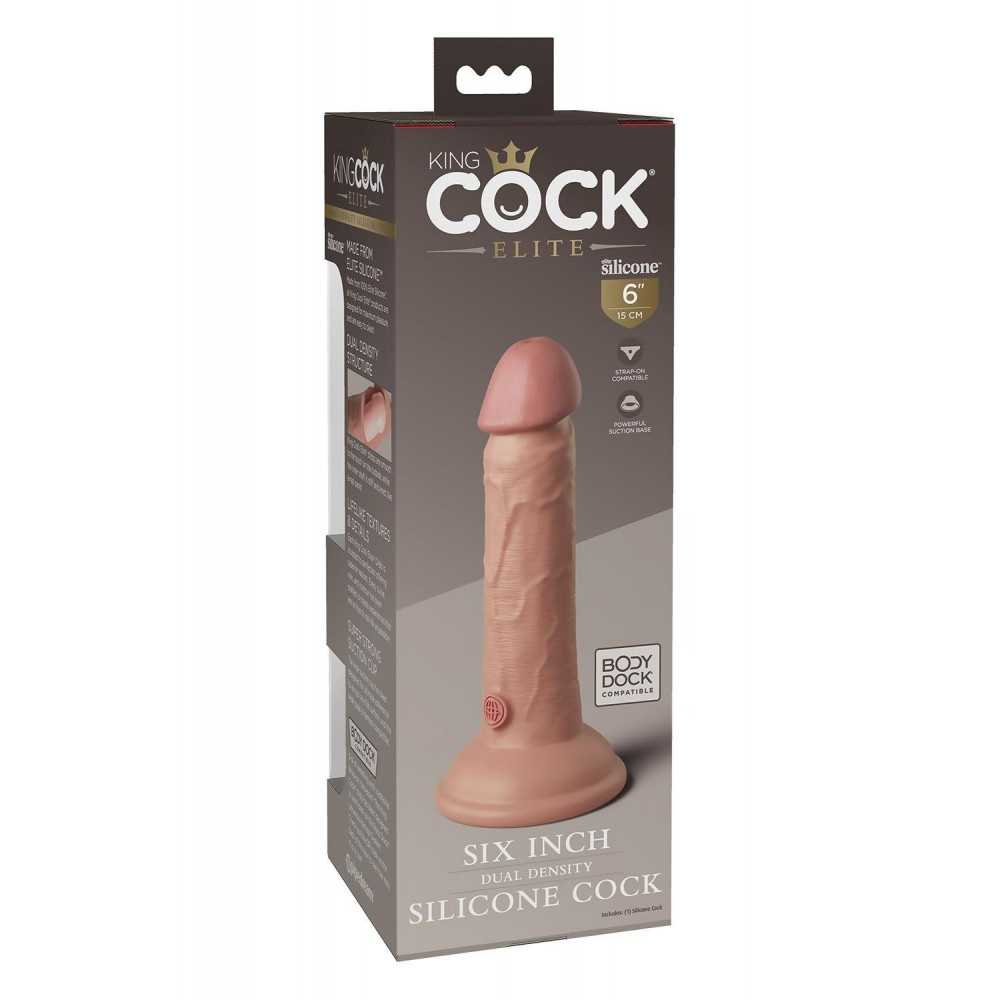 Секс игрушки - Элитный реалистичный фаллоимитатор Pipedream King Cock Elite на присоске, бежевый 5