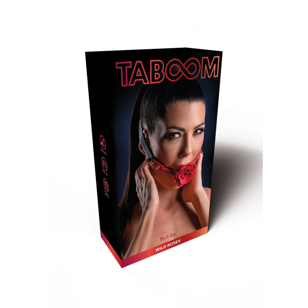 БДСМ игрушки - Кляп с декоративной розой Taboom Wild Roses Ball Gag черный-красный 3