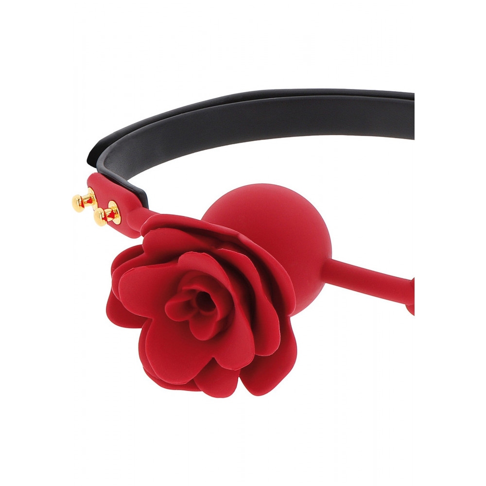 БДСМ игрушки - Кляп с декоративной розой Taboom Wild Roses Ball Gag черный-красный 2