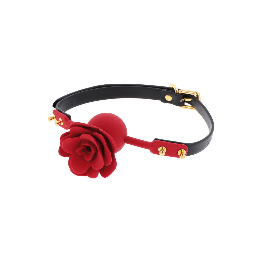 БДСМ игрушки - Кляп с декоративной розой Taboom Wild Roses Ball Gag черный-красный 1