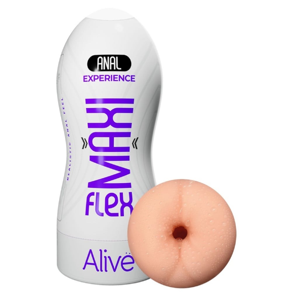 Секс игрушки - Мастурбатор-анус Alive Maxi Flex Anal Experience в колбе, бежевый