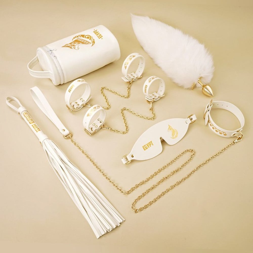 БДСМ игрушки - Набор БДСМ Roomfun Egyptian Cat Bondage Kit 9 предметов, белый 1