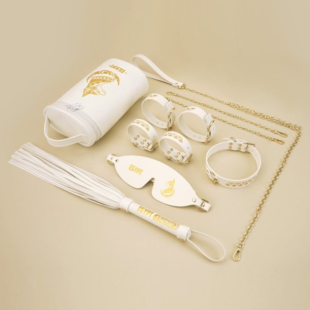 БДСМ игрушки - Набор БДСМ Roomfun Egyptian Cat Bondage Kit 9 предметов, белый 4