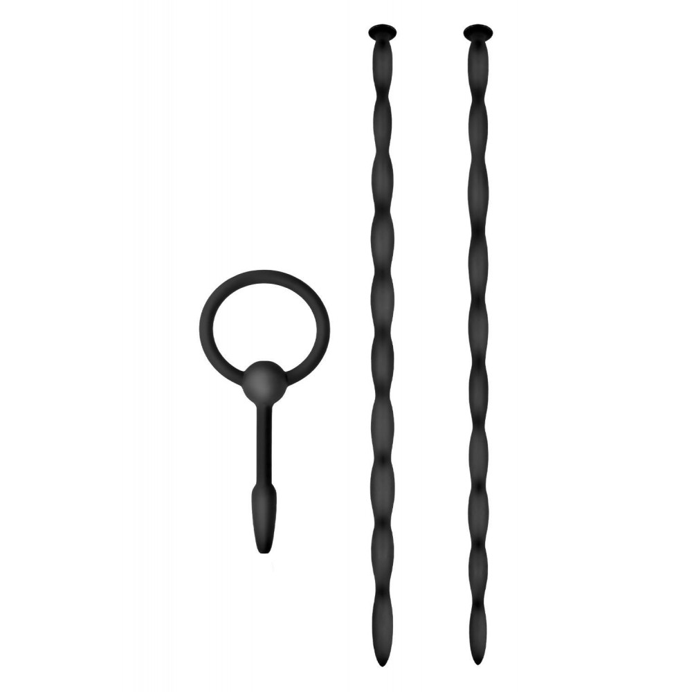 БДСМ игрушки - Набор черных уретральных катетеров NMC Knot Knot XL из силикона с бусинами, XL