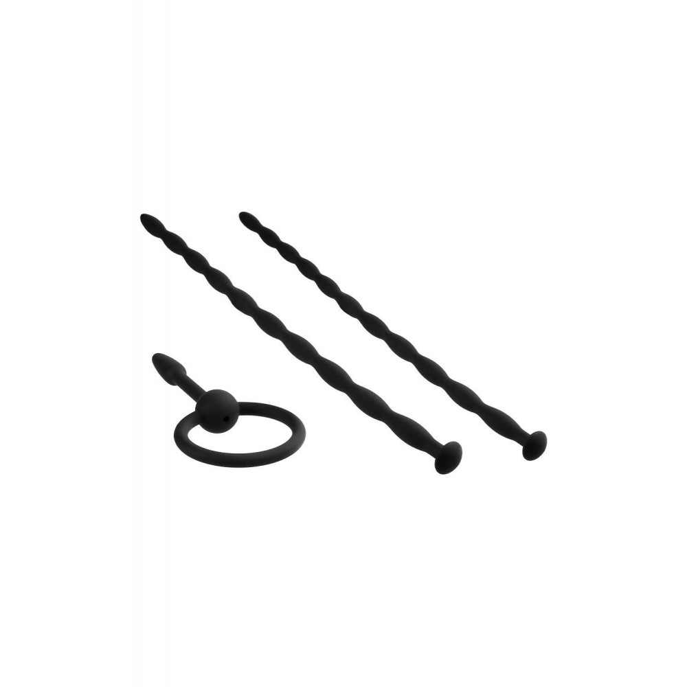 БДСМ игрушки - Набор черных уретральных катетеров NMC Knot Knot XL из силикона с бусинами, XL 2