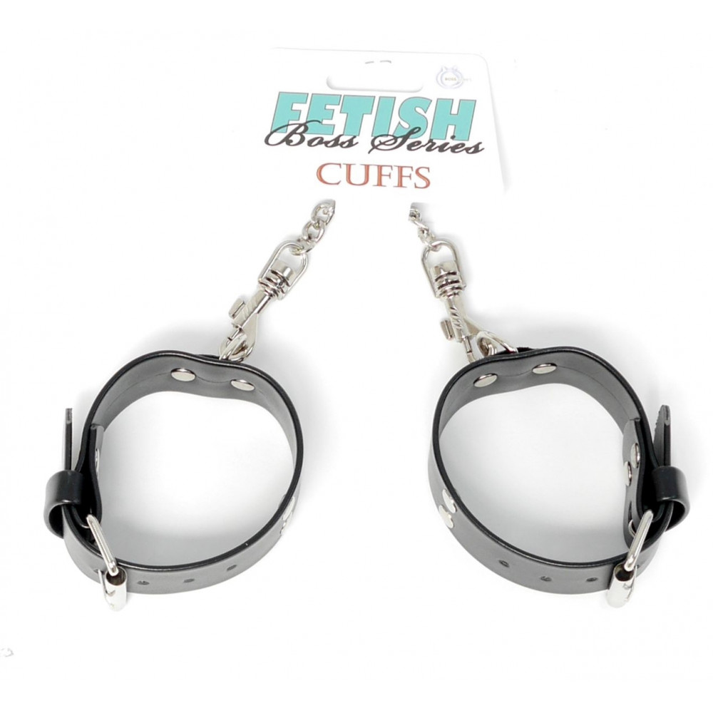 Электростимуляторы - Наручники из искуственной кожи Fetish Boss Series - Handcuffs with studs, BS3300093 5