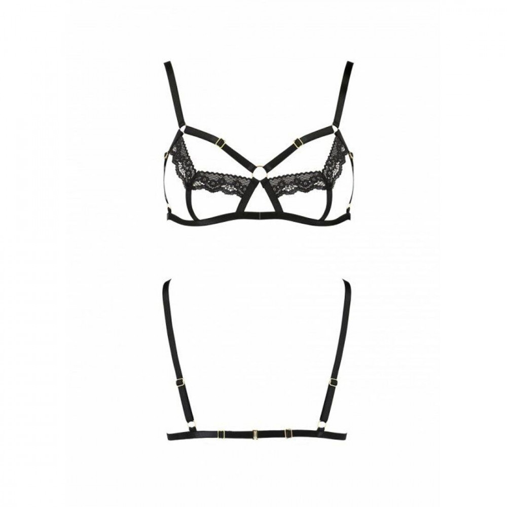 Женское эротическое белье - Бюстгальтер-стрепы с кружевом SOLON BRA black L/XL - Passion Exclusive 1