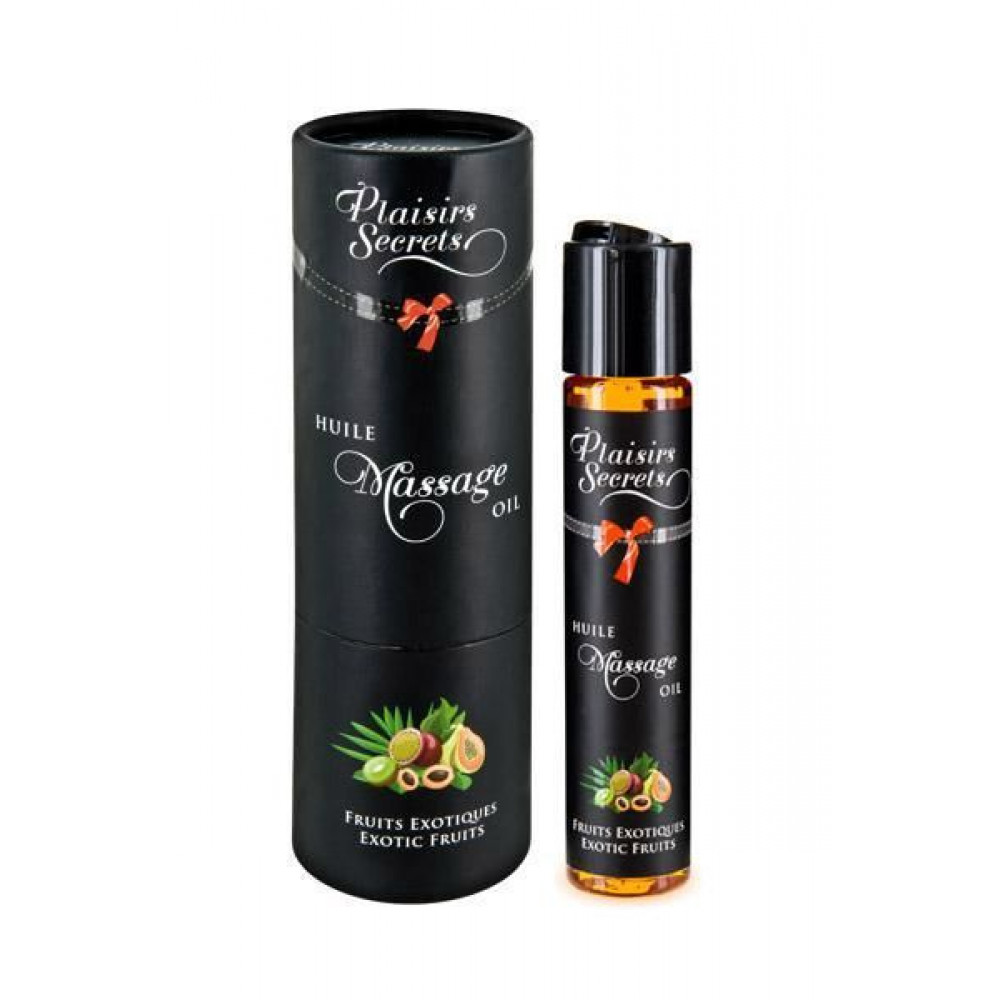 Массажные масла - Массажное масло Plaisirs Secrets Exotic Fruits (59мл) с афродизиаками съедобное, подарочная упаковка
