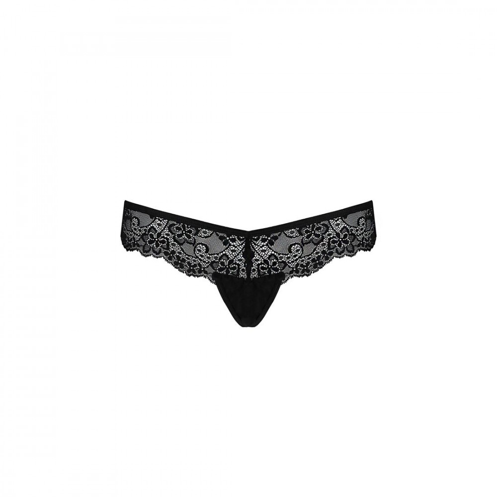Сексуальные трусики - Кружевные трусики-танга с атласным бантиком Naja Thong black XXL/XXXL - Passion 2