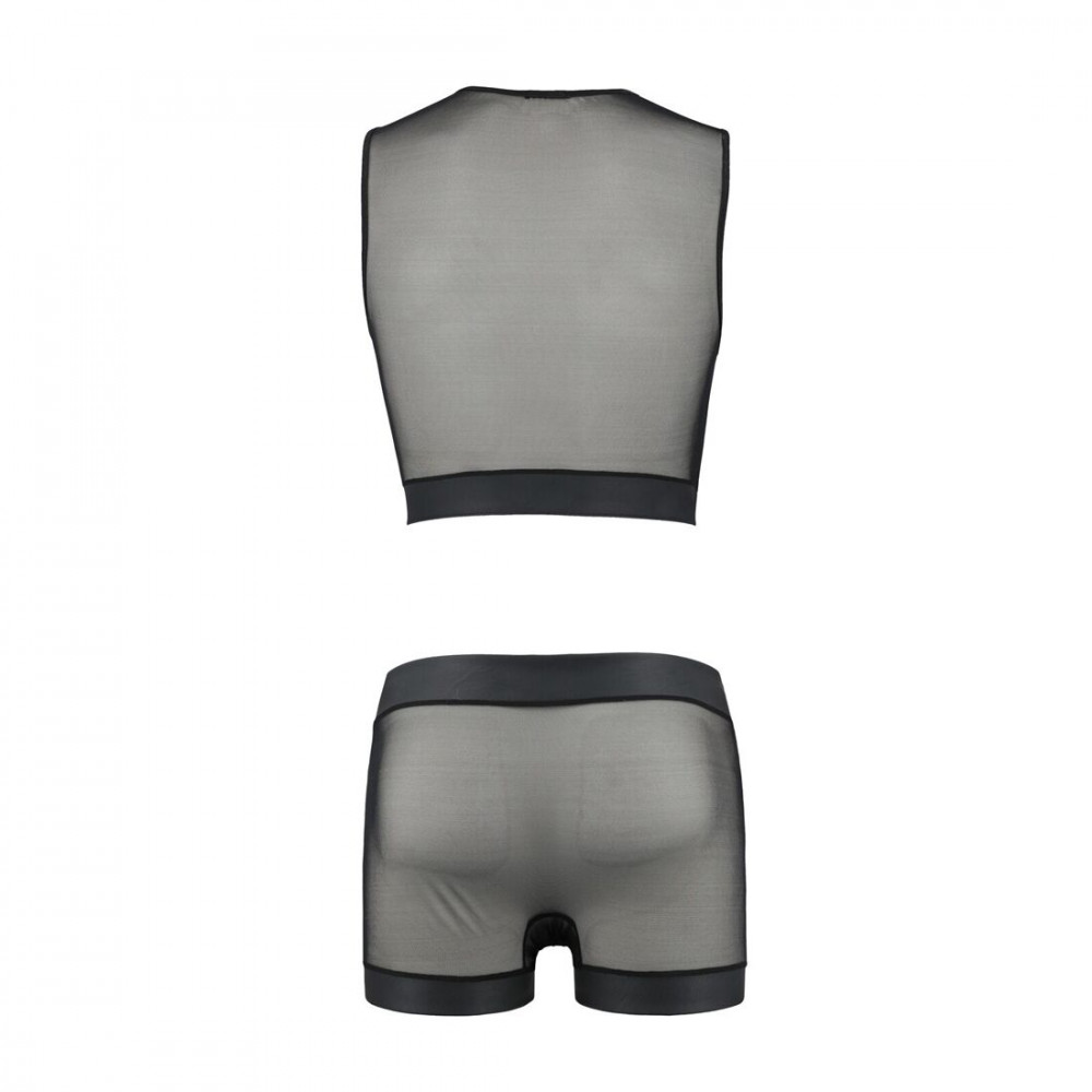Стринги, трусы и шорты - Комплект мужского белья на шнуровке Passion 053 Set William L/XL Black, жилет, боксеры 1