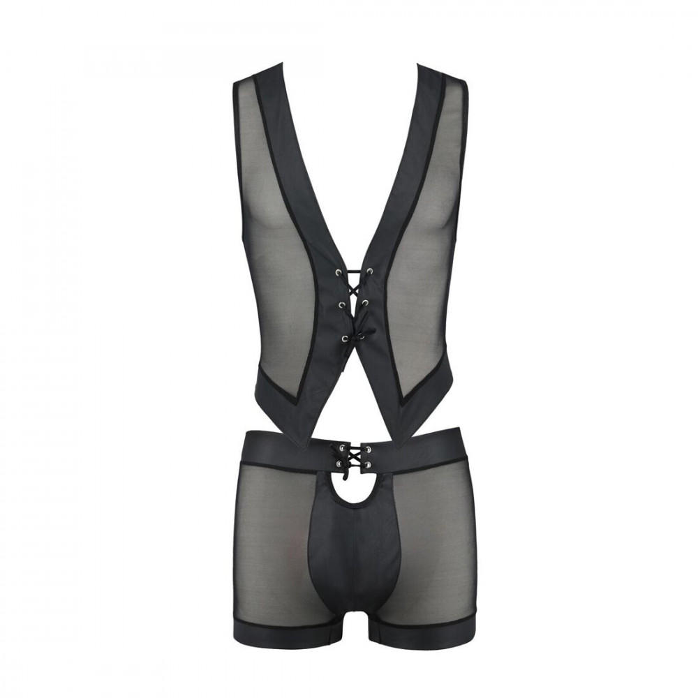 Стринги, трусы и шорты - Комплект мужского белья на шнуровке Passion 053 Set William L/XL Black, жилет, боксеры 2