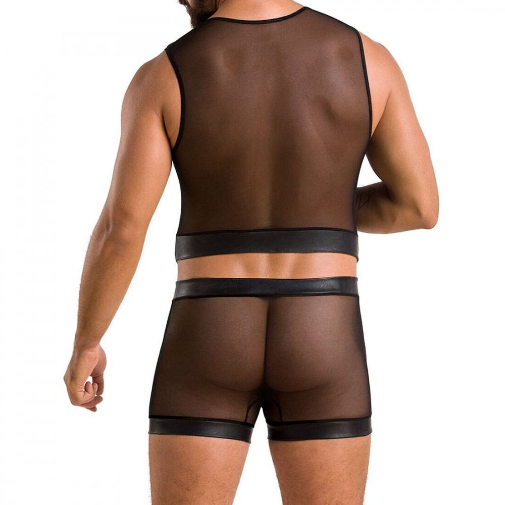 Стринги, трусы и шорты - Комплект мужского белья на шнуровке Passion 053 Set William L/XL Black, жилет, боксеры 5