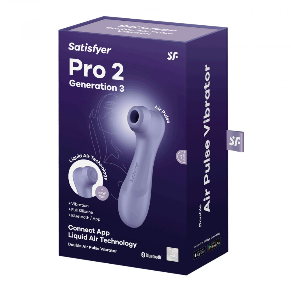 Вибраторы вакуумные - Вакуумный клиторальный стимулятор Satisfyer Pro 2 Generation 3 with Liquid Air Connect App Lilac 1