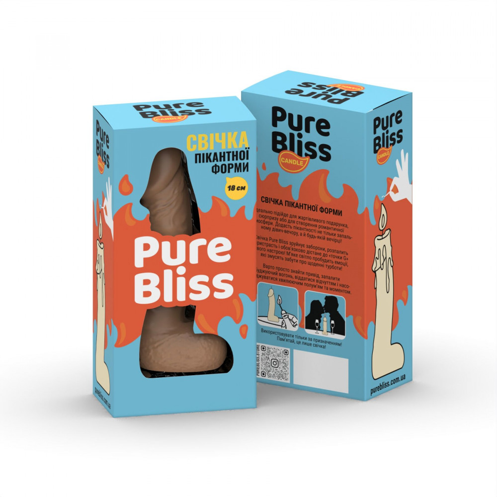 Секс приколы, Секс-игры, Подарки, Интимные украшения - Свеча в виде члена Pure Bliss BIG Brown 18 см 6