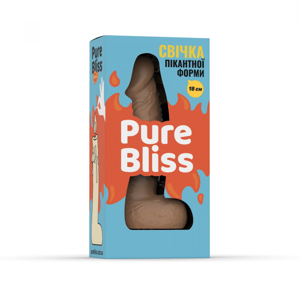 Секс приколы, Секс-игры, Подарки, Интимные украшения - Свеча в виде члена Pure Bliss BIG Brown 18 см 5