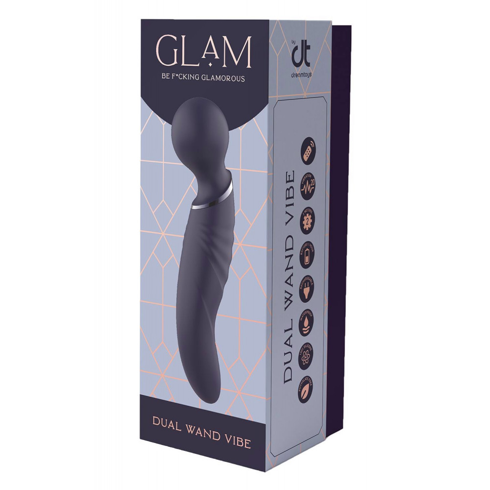 Секс игрушки - Вибратор микрофон изогнутый двойной стимуляции Dream Toys Glam Dual Wand Vibe, фиолетовый 4