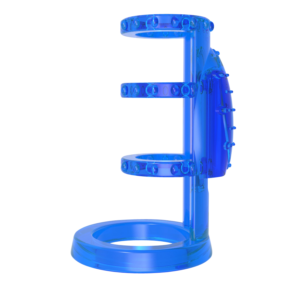 Секс игрушки - Насадка с вибрацией Chisa Get Lock Vibrating Cock Cage и эрекционными кольцами, синяя 1