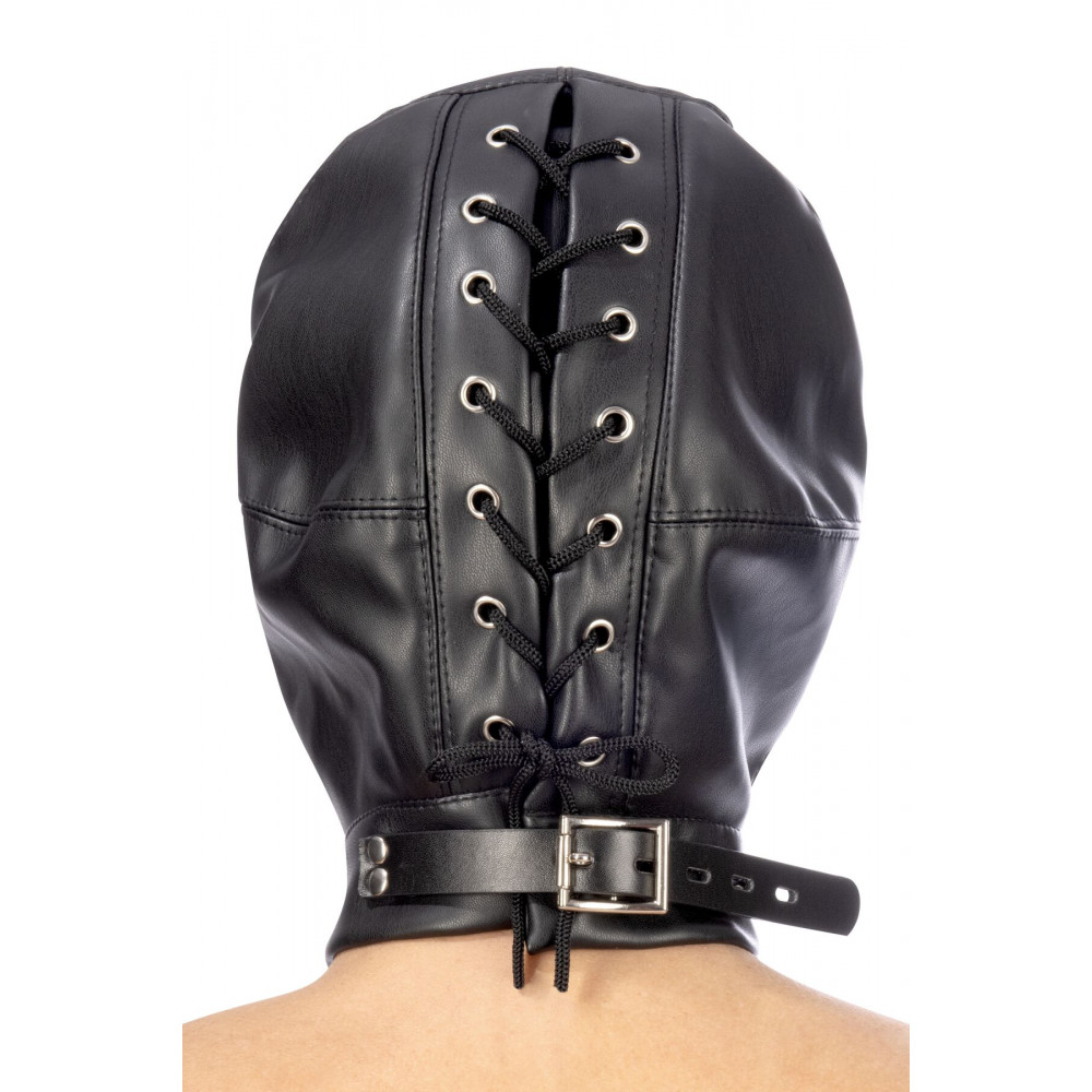 Маски - Капюшон для БДСМ со съемной маской Fetish Tentation BDSM hood in leatherette with removable mask 2