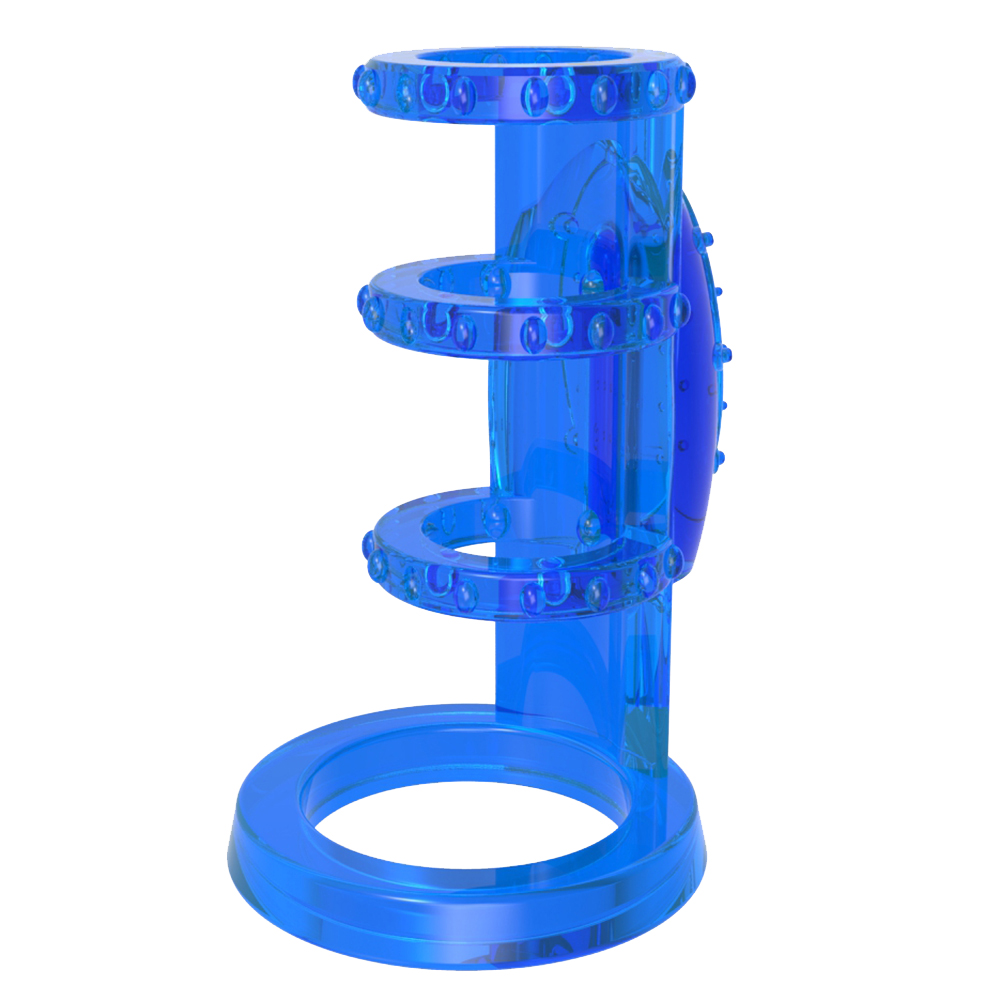 Секс игрушки - Насадка с вибрацией Chisa Get Lock Vibrating Cock Cage и эрекционными кольцами, синяя 2