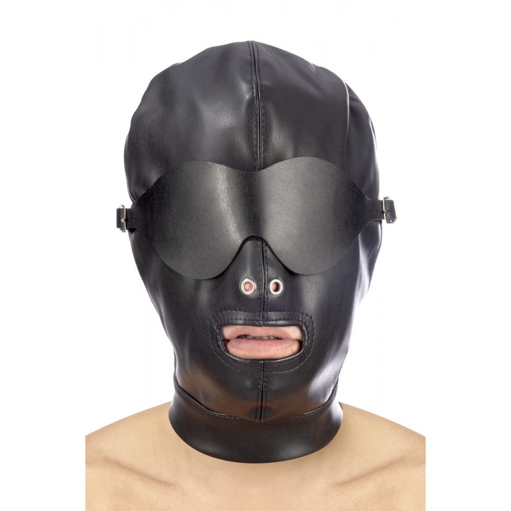 Маски - Капюшон для БДСМ со съемной маской Fetish Tentation BDSM hood in leatherette with removable mask