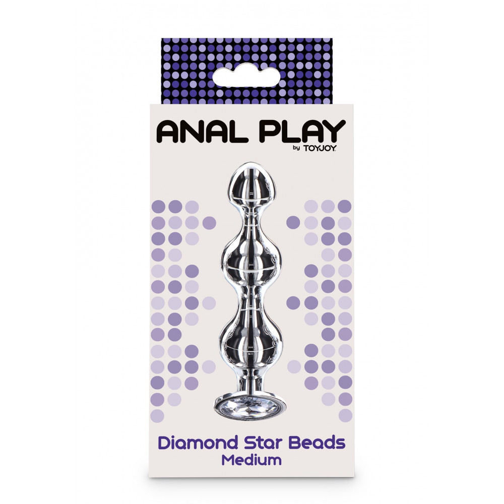 Секс игрушки - Анальная елочка металлическая с кристаллом Toy Joy Diamond Star Beads, Small 4