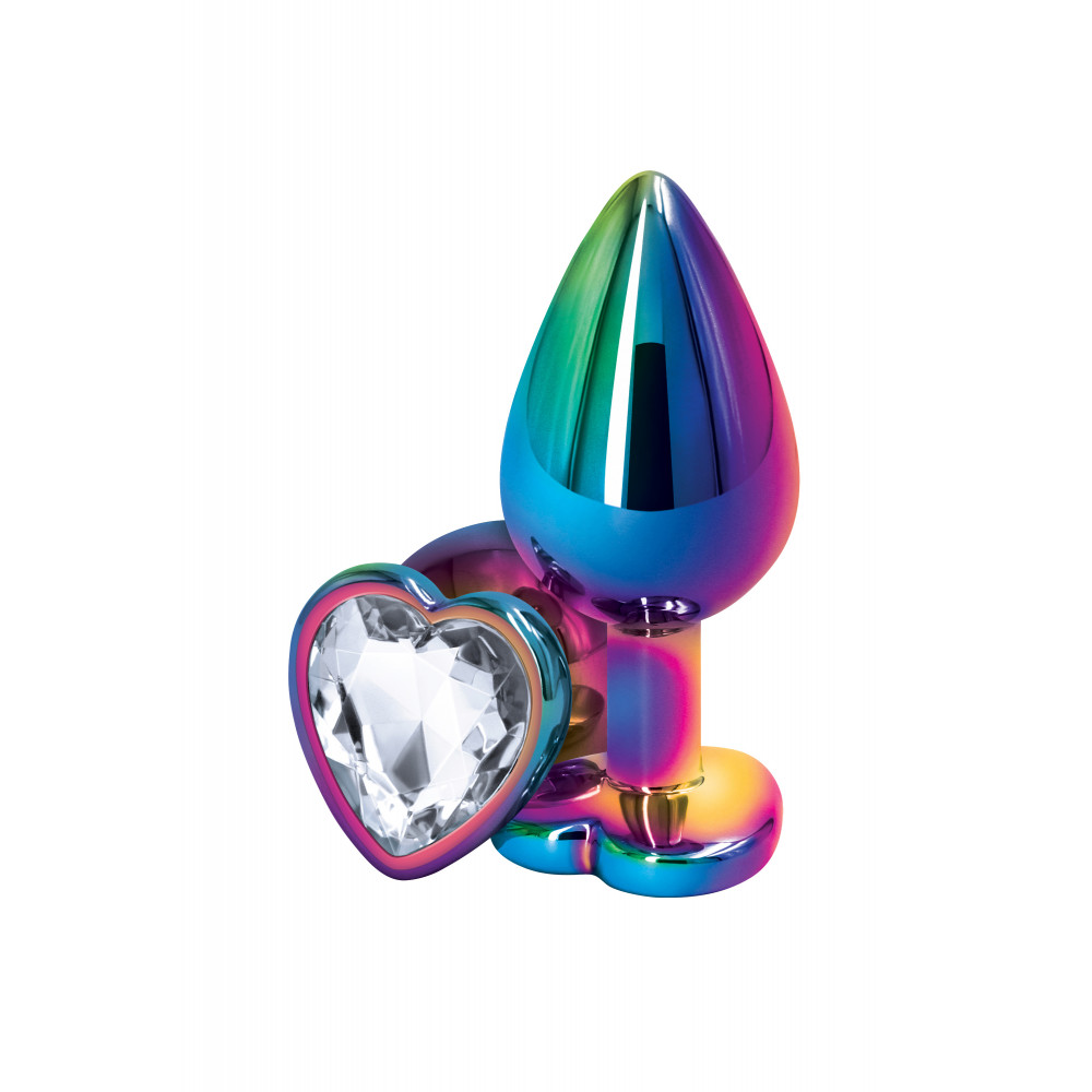 Секс игрушки - Анальная пробка NS Novelties REAR ASSETS MULTICOLOR HEART MEDIUM CLEAR