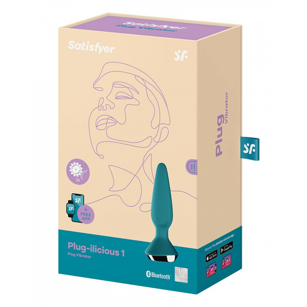Анальные пробки с вибрацией - Анальная смарт-вибропробка Satisfyer Plug-ilicious 1 Petrol 1