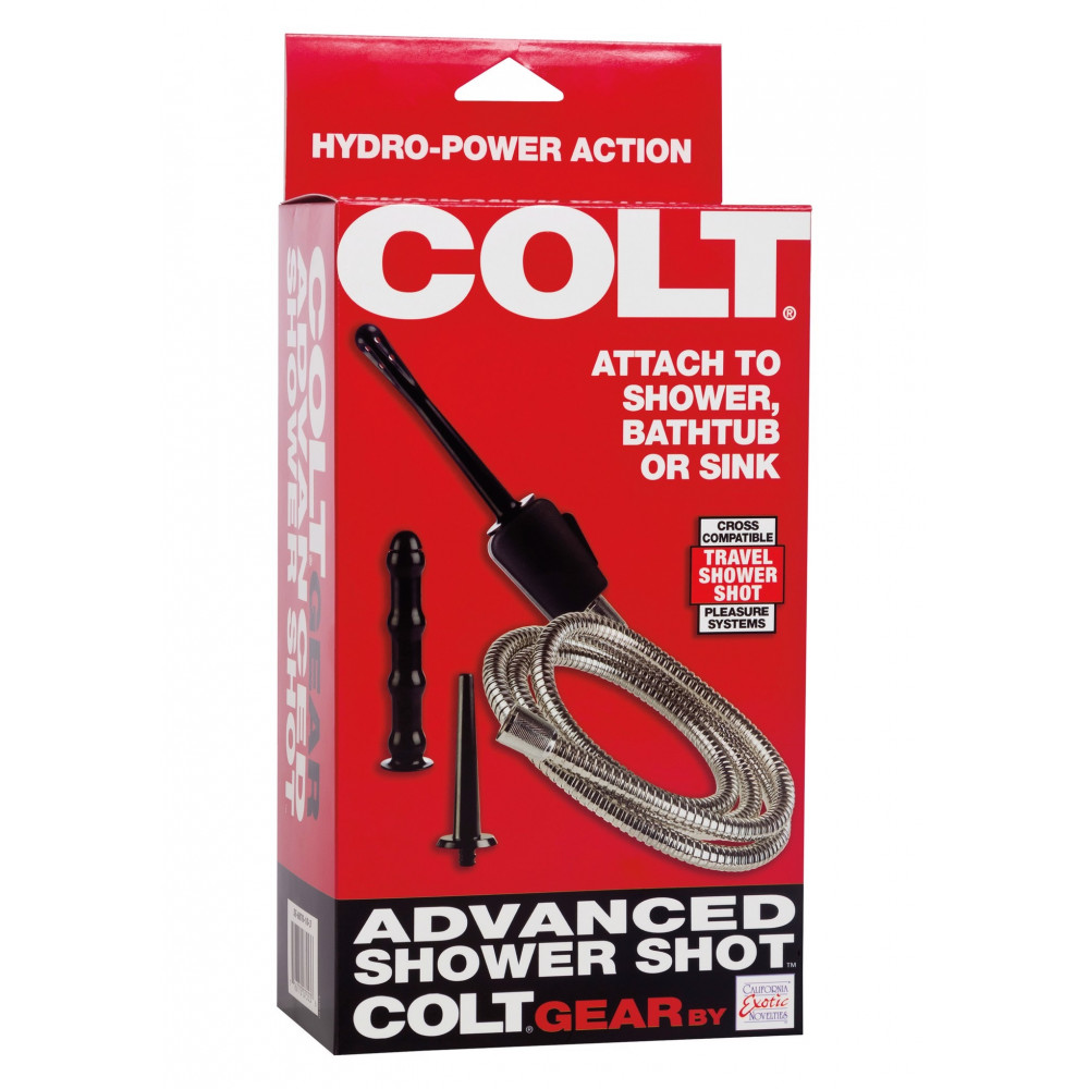 Секс игрушки - Анальный душ с тремя насадками California Exotics Colt Shower Shot и шлангом, черный 6