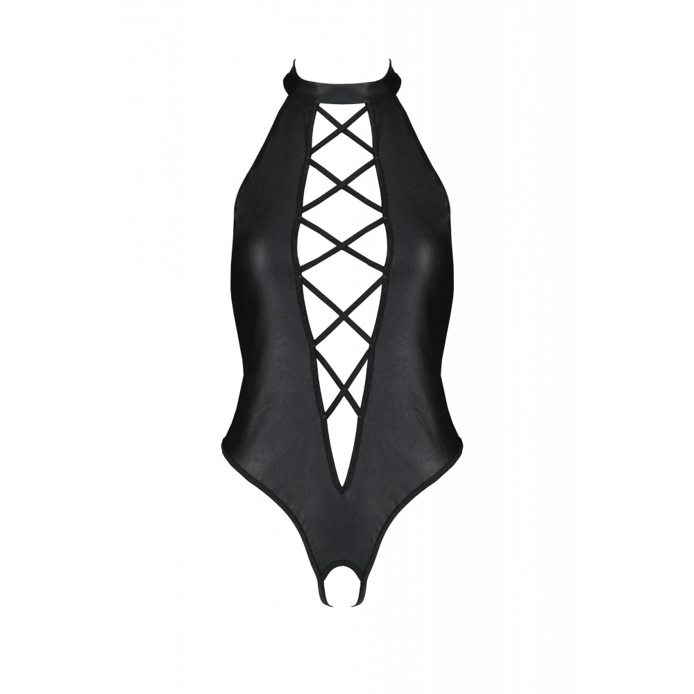 Эротическое белье - Боди с халтером и геометричным узором NANCY BODY black S/M - Passion 2
