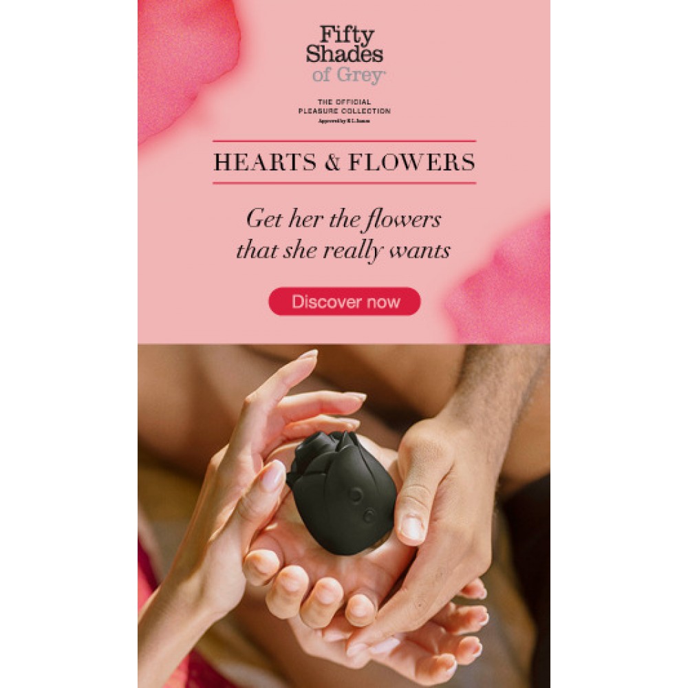 Секс игрушки - Клиторальный стимулятор в форме розы Fifty Shades of Grey Rose Clitoral Suction черного цвета 2
