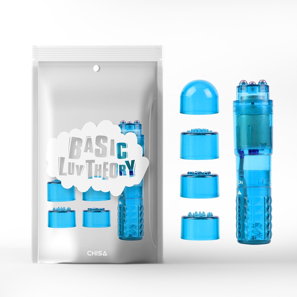 Секс игрушки - Мини-вибратор со сменными насадками Chisa Basic Luv Theory Ultimate Massager, голубой