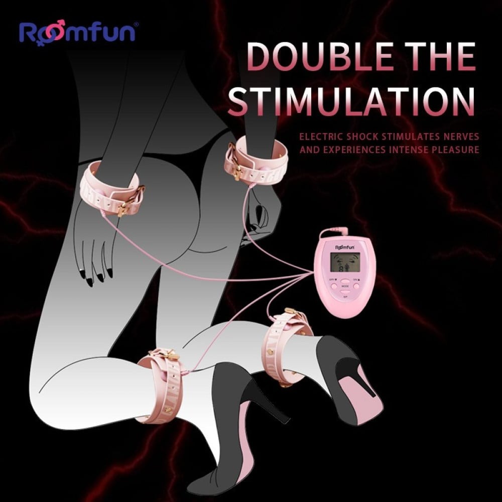 БДСМ игрушки - Набор БДСМ с электростимуляцией Roomfun Bondage Gear With Massager розовый 3