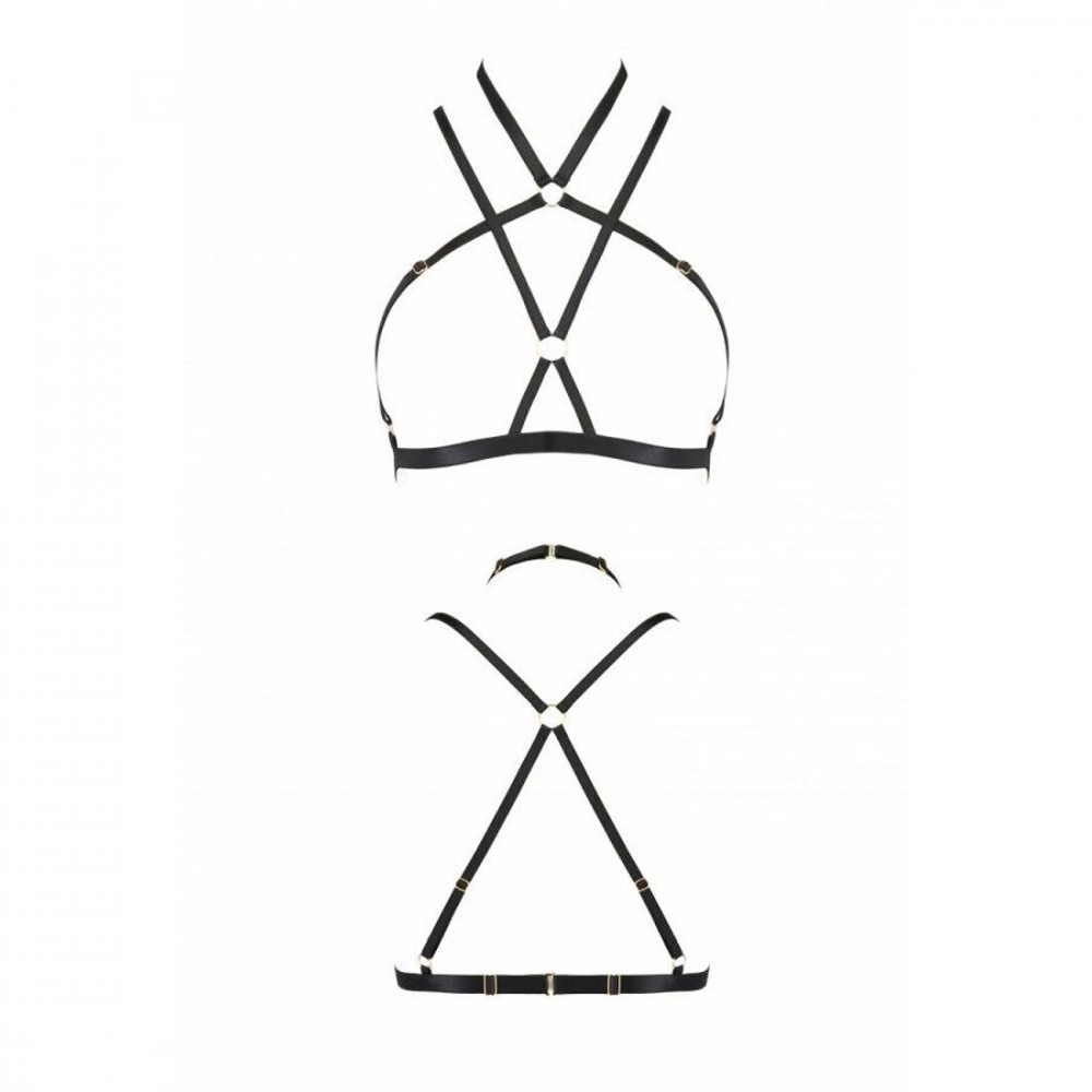 Женское эротическое белье - Портупея-стрепы KELIS BRA black L/XL - Passion Exclusive 1
