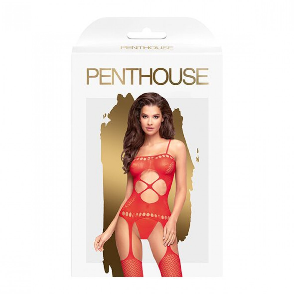 Бодистокинг - Бодистокинг с вырезом на животике Penthouse - Hot Nightfall Red XL 2