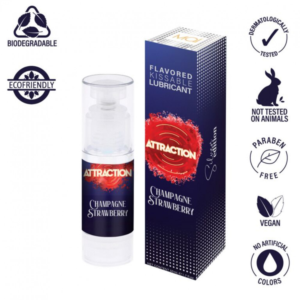 Оральные смазки - Смазка для орального секса на водной основе MAI Attraction Champagne Strawberry (50 мл)  3